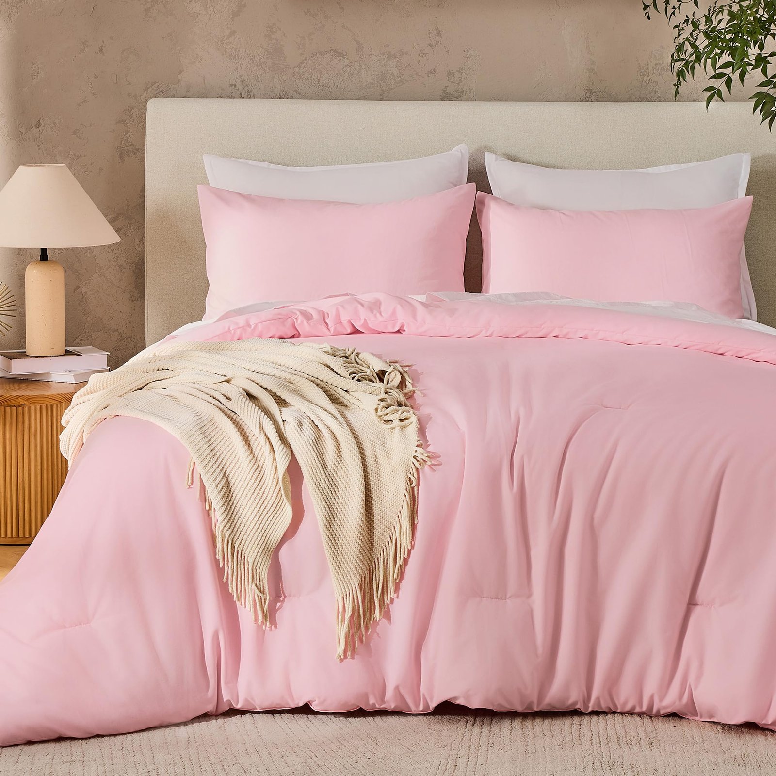 Arkmoving Dark Emerald Green Queen Size Comforter Set, 3 Pieces Forest Hunter Green Boho Solid Bedding Sets, Soft Cozy Lightweight Down Alternative All Season Bed Set - Image 4