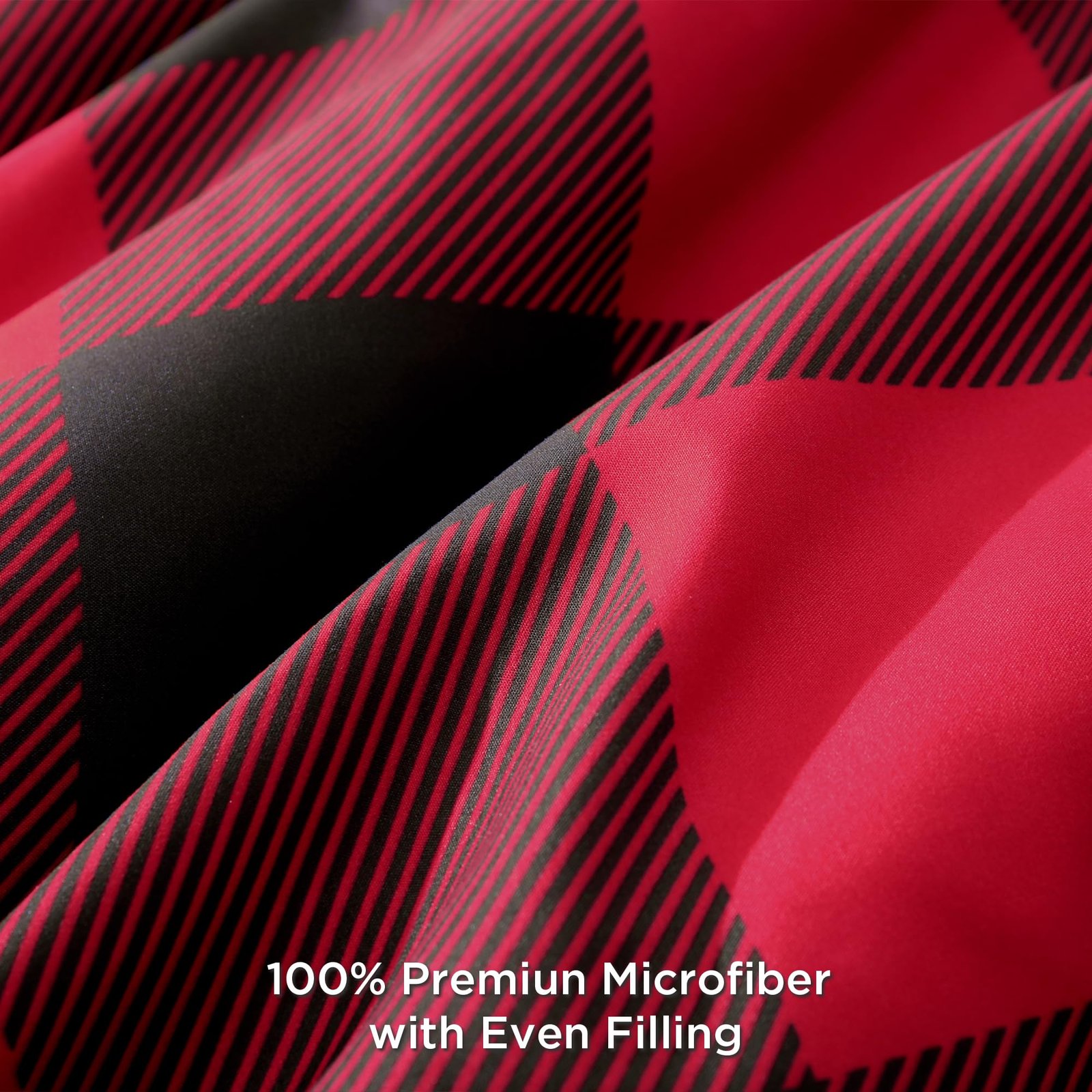 Arkmoving Red and Black Plaid Comforter Set King(104x90Inch), 3 Pieces Buffalo Plaid Checkered Gingham Bedding Comforter Sets, Soft Burgundy Lightweight Geometric Down Alternative Bed Set - Image 5