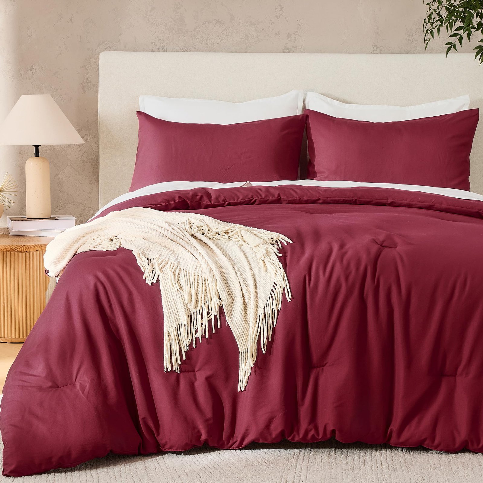 Arkmoving Dark Emerald Green Queen Size Comforter Set, 3 Pieces Forest Hunter Green Boho Solid Bedding Sets, Soft Cozy Lightweight Down Alternative All Season Bed Set - Image 14